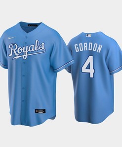Kansas City Royals Jersey, Royals 4 Alex Gordon Alternate Jersey Light Blue Jersey