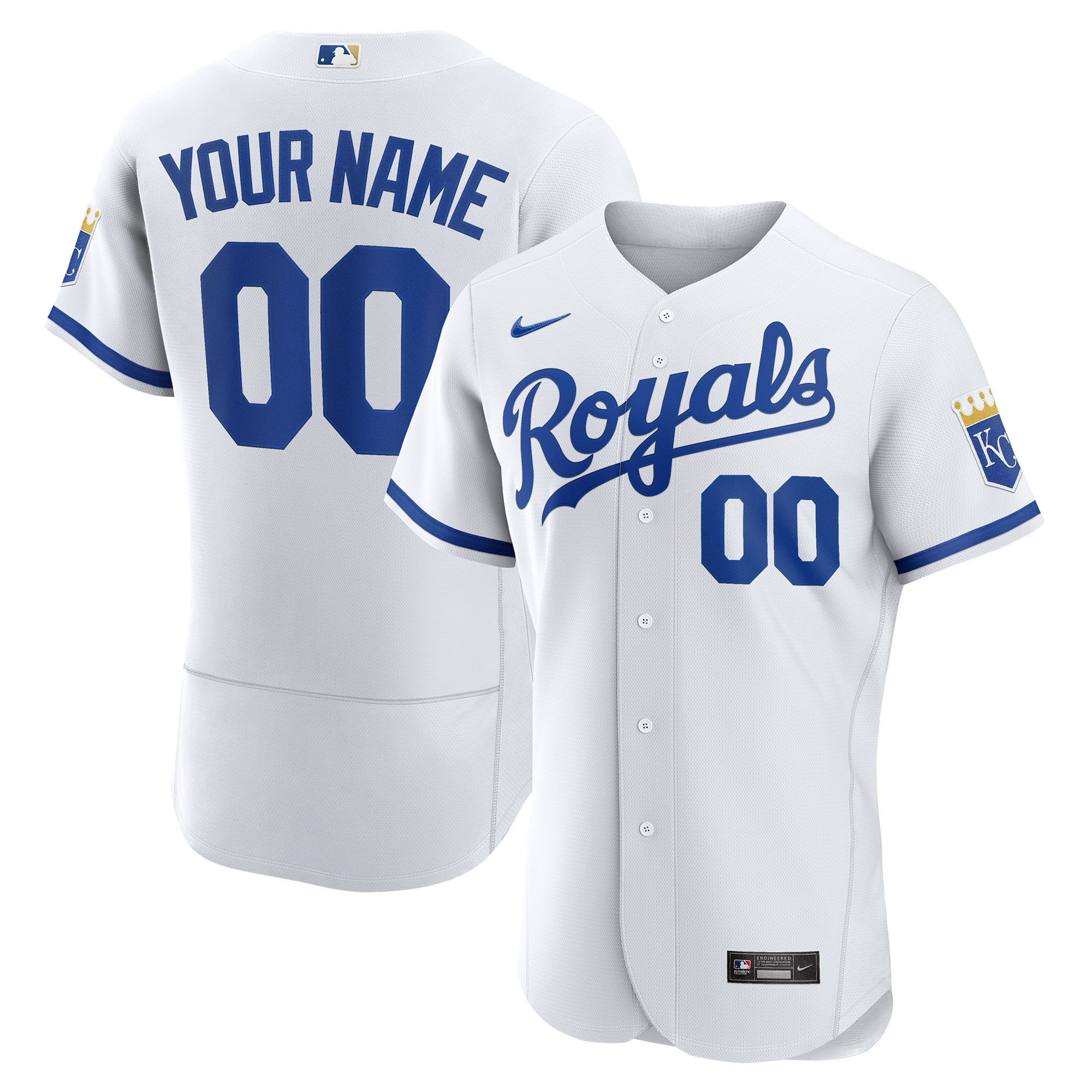 Kansas City Royals Official Authentic Custom Jersey - White Custom Jerseys Mlb