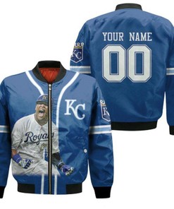 Kansas City Royals Salvador Perez 13 Great Player 2020 MLB Navy 3D Personalized Gift With Custom Number Name For Royals Fans Bomber Jacket