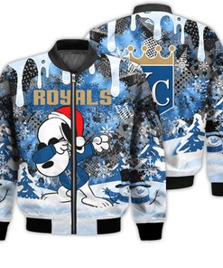 Kansas City Royals Snoopy Dabbing The Peanuts Sports Football American Christmas Dripping Matching Gifts Unisex 3D Bomber Jacket
