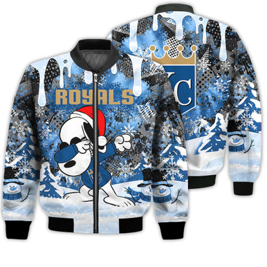 Kansas City Royals Snoopy Dabbing The Peanuts Sports Football American Christmas Dripping Matching Gifts Unisex 3D Bomber Jacket
