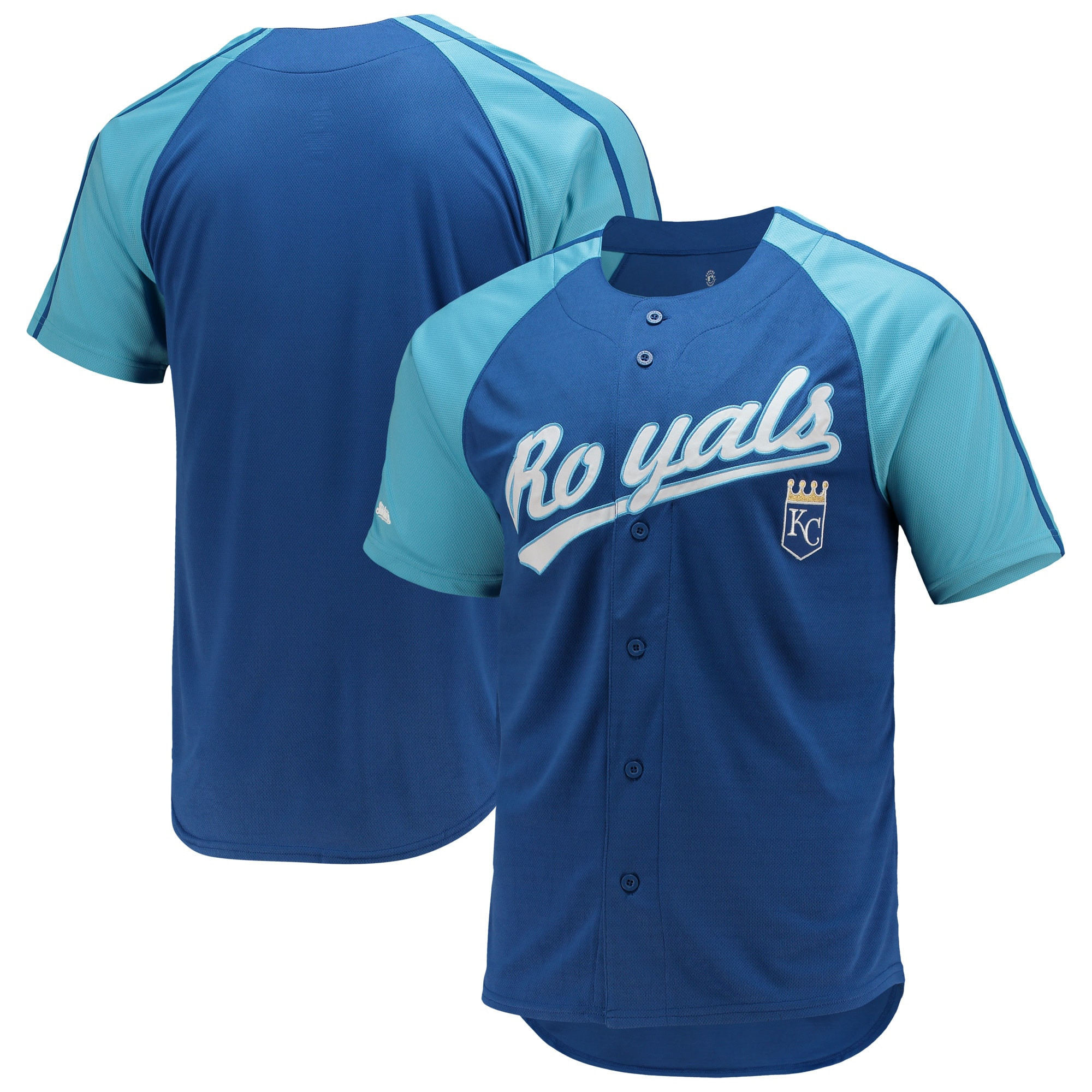 Kansas City Royals Stitches Button-down Raglan Replica Jersey - Royal Mlb