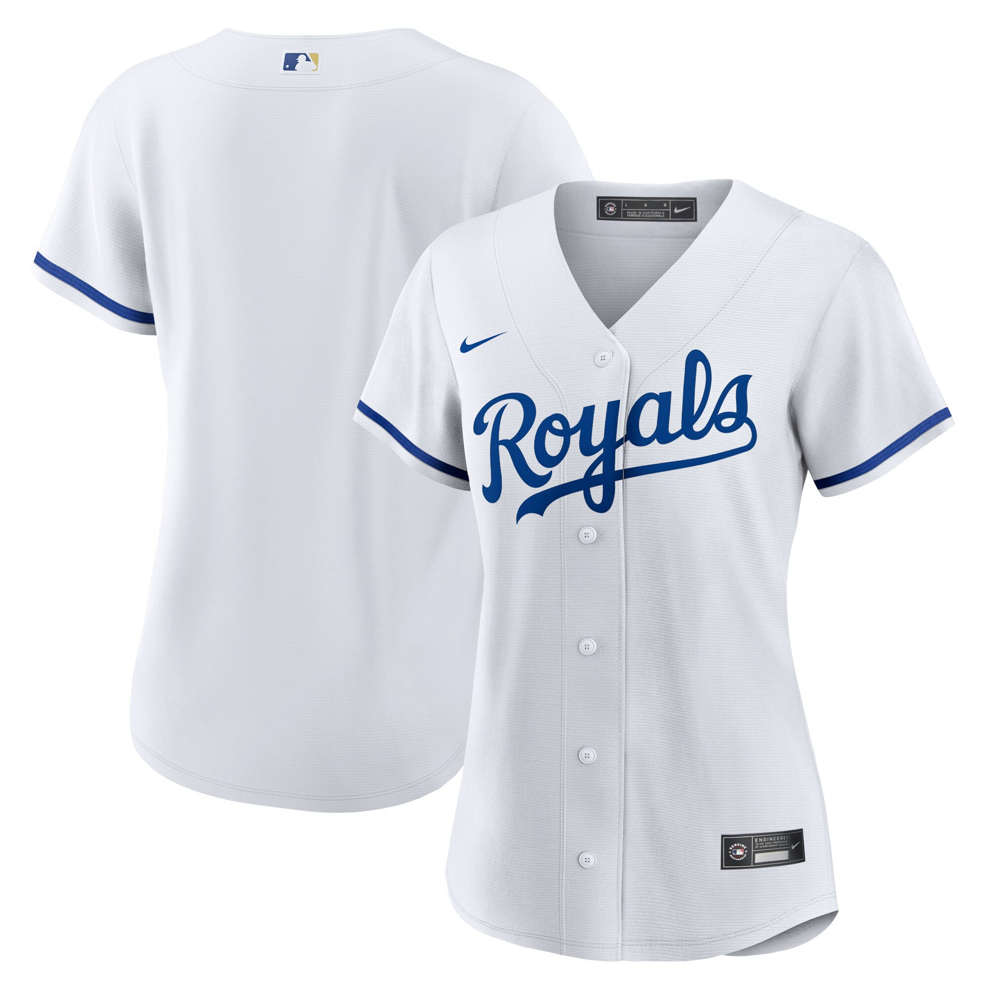 Kansas City Royals Womens Home Replica Team Logo Jersey White Mlb