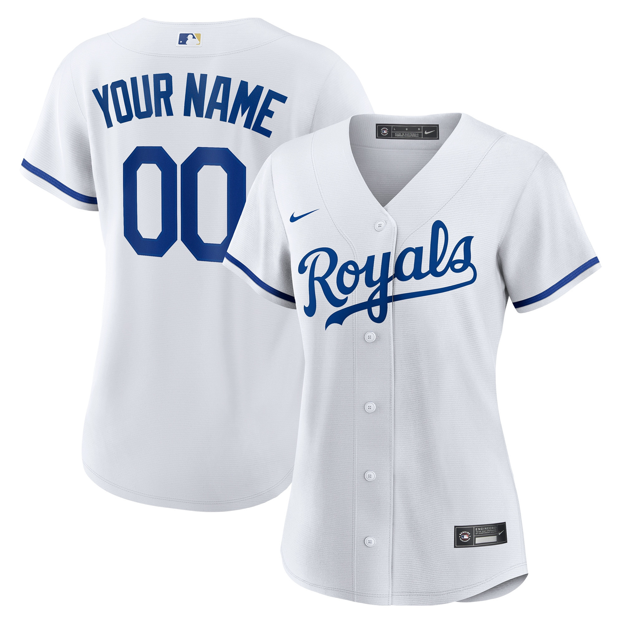 Kansas City Royals Womens Replica Custom Jersey - White Custom Jerseys Mlb