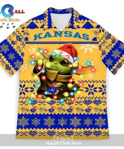 Kansas Jayhawks Baby Yoda Star Wars 3D Hawaiian Shirt