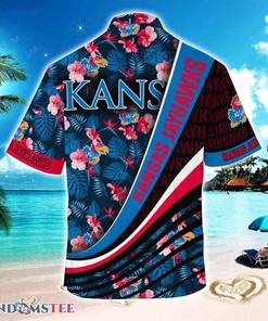 Kansas Jayhawks Beach Hawaiian Shirt With Tropical Flower Pattern
