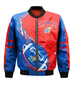 Kansas Jayhawks Bomber Jacket Flame Ball - NCAA