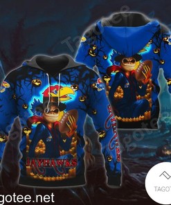 Kansas Jayhawks Jack Skellington Halloween 3D All Over Print Zip Hoodie Gifts for NCAA Fans