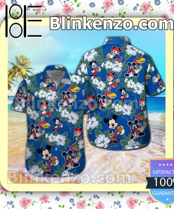 Kansas Jayhawks & Mickey Mouse Mens Shirt, Swim Trunk