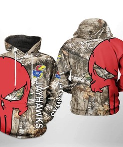 Kansas Jayhawks NCAA Camo Veteran Hunting 3D Printed Hoodie/Zipper Hoodie