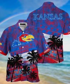 Kansas Jayhawks NCAA Palm Tree Pattern Hawaii Shirt For Sports Fans