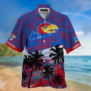 Kansas Jayhawks NCAA Palm Tree Pattern Hawaii Shirt For Sports Fans