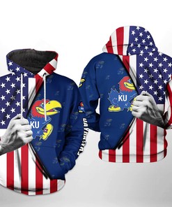 Kansas Jayhawks NCAA US Flag 3D Printed Hoodie/Zipper Hoodie