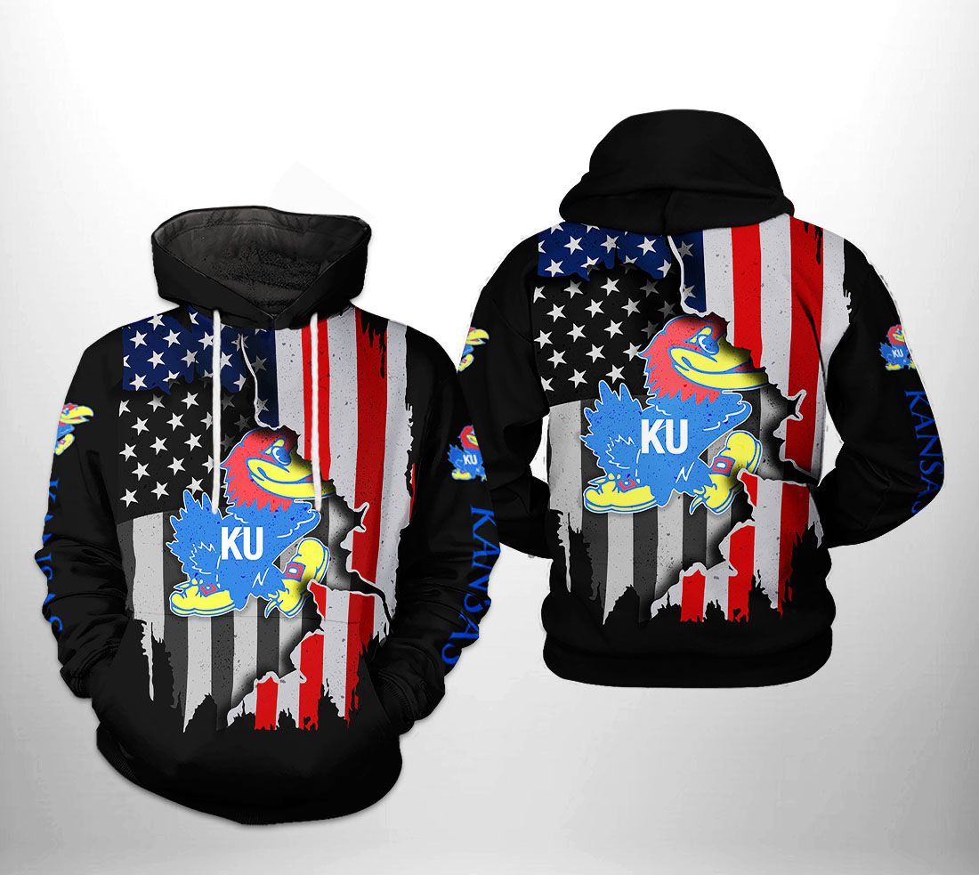 Kansas Jayhawks NCAA US Flag 3D Printed Hoodie/Zipper Hoodie Ver 1