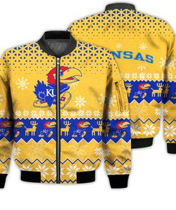 Kansas Jayhawks Sports Football American Ugly Christmas Sweater Gifts Unisex 3D Bomber Jacket