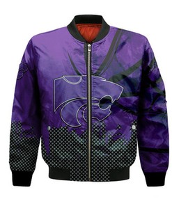 Kansas State Wildcats Bomber Jacket Basketball Net Grunge Pattern- NCAA