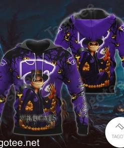 Kansas State Wildcats Jack Skellington Halloween 3D All Over Print Zip Hoodie Gifts for NCAA Fans