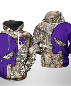 Kansas State Wildcats NCAA Camo Veteran Hunting 3D All Over Print Hoodie, Zip-Up Hoodie