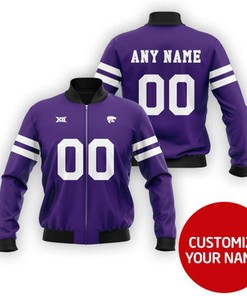 Kansas State Wildcats Ncaa Sport Team Purple Personalized Number Name Jersey Style Gift For Wildcats Fans Bomber Jacket