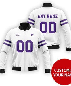 Kansas State Wildcats Ncaa Sport Team White Personalized Number Name Jersey Style Gift For Wildcats Fans Bomber Jacket