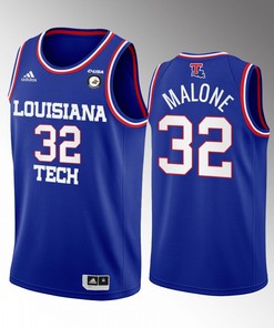 Karl Malone 32 Louisiana Tech Bulldogs Blue Jersey College Basketball Retired Number