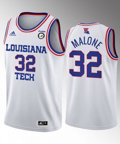 Karl Malone 32 Louisiana Tech Bulldogs Retired Number Uniform Jersey College Basketball White