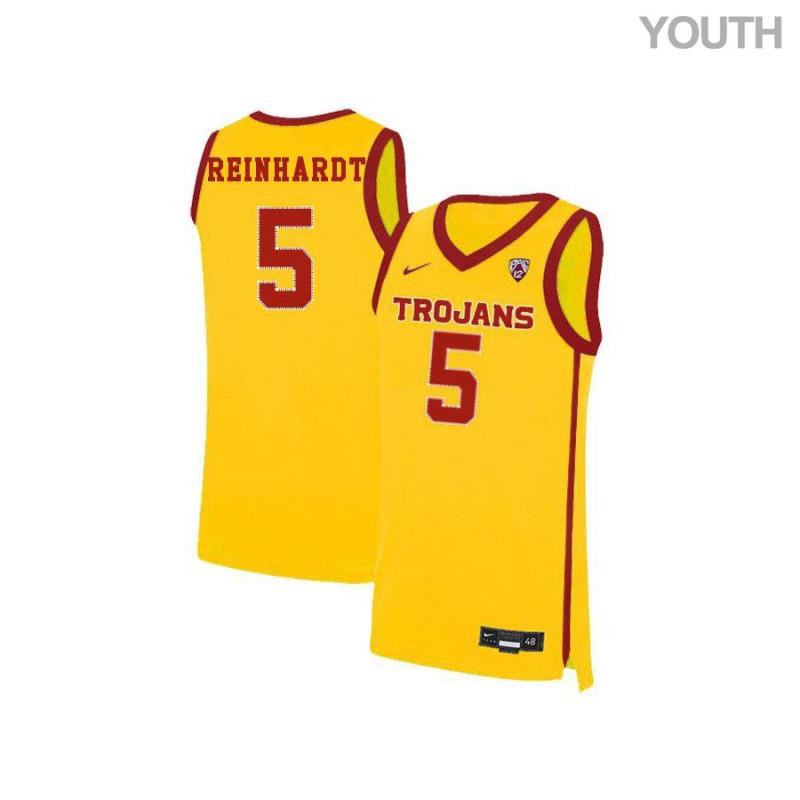 Katin Reinhardt 5 USC Trojans Elite Basketball Youth Jersey - Yellow