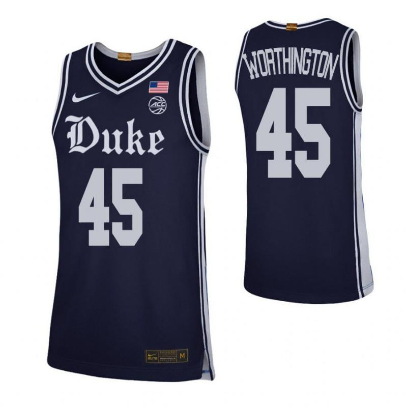 Keenan Worthington 42 Elite Duke Blue Devils Basketball Jersey Navy