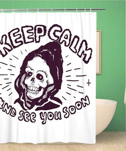 Keep Calm and See Punk Rock Skull Shower Curtain, Waterproof Fabric, Home and Bathroom Decor