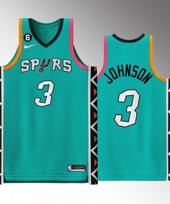 Keldon Johnson 3 2022-23 San Antonio Spurs City Edition Jersey Teal