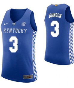 Keldon Johnson 3 Kentucky Wildcats Elite Basketball Home Men Jersey - Blue