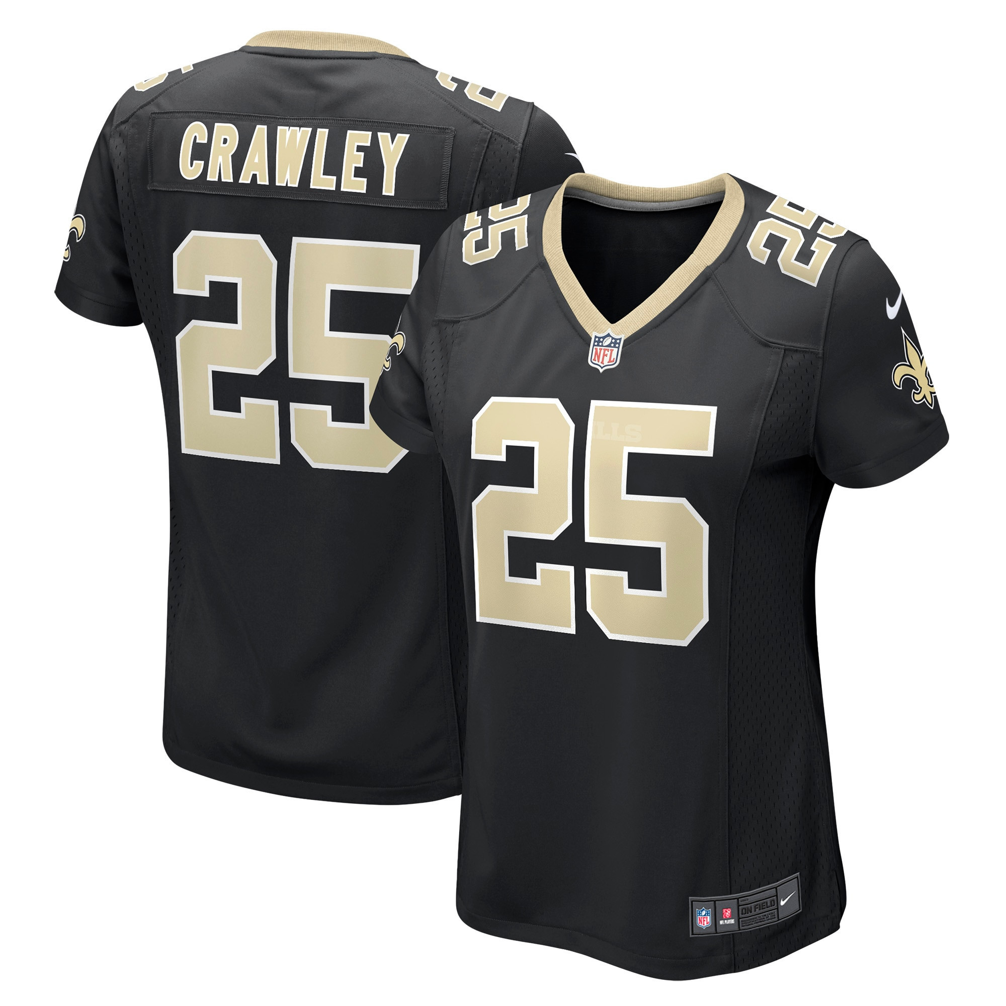 Ken Crawley New Orleans Saints Womens Game Jersey - Black Nfl