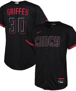 Ken Griffey Jr. 30 Cincinnati Reds Youth 2023 City Connect Jersey - Black