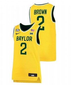Kendall Brown 2 Gold Baylor Bears 2022 Big 12 College Basketball Jersey
