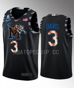 Kendric Davis 3 Memphis Tigers Black Jersey Copper College Basketball