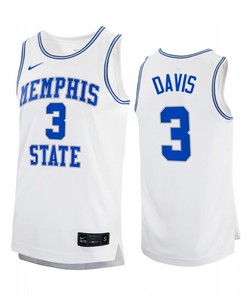 Kendric Davis 3 Memphis Tigers White Jersey 2022-23 College Basketball