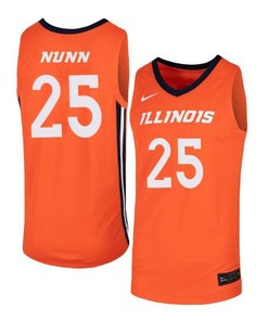 Kendrick Nunn 25 Illinois Fighting Illini Elite Basketball Men Jersey - Orange