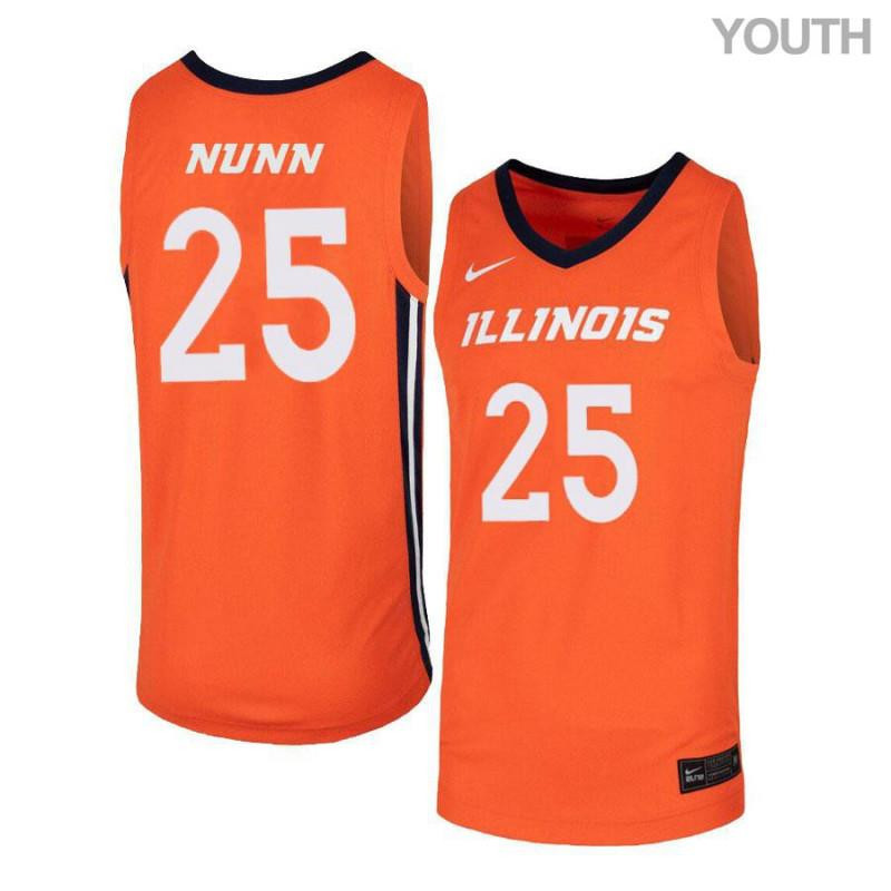 Kendrick Nunn 25 Illinois Fighting Illini Elite Basketball Youth Jersey - Orange