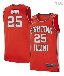 Kendrick Nunn 25 Illinois Fighting Illini Retro Elite Basketball Youth Jersey - Orange