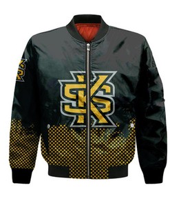 Kennesaw State Owls Bomber Jacket Basketball Net Grunge Pattern- NCAA