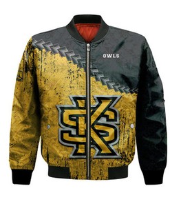 Kennesaw State Owls Bomber Jacket Grunge Polynesian Tattoo- NCAA