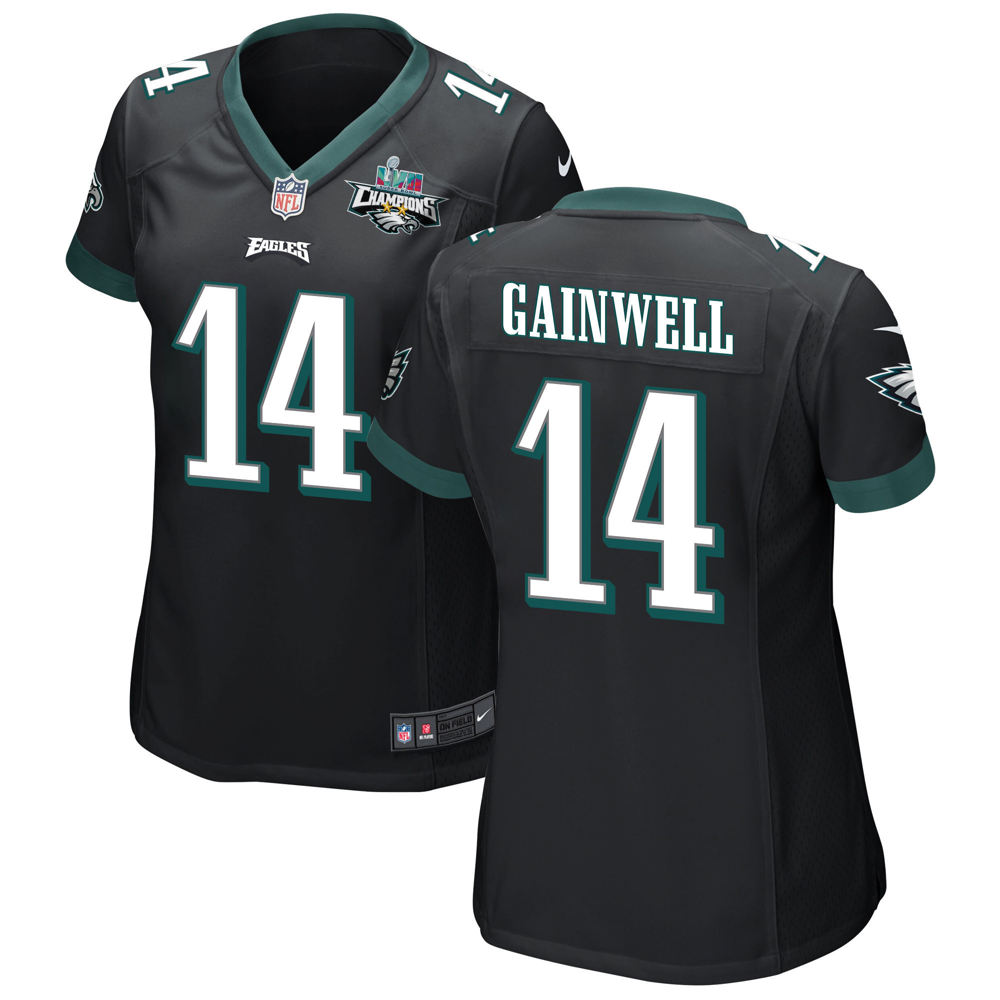 Kenneth Gainwell 14 Philadelphia Eagles Super Bowl LVII Champions 2 Stars Women Game Jersey - Black