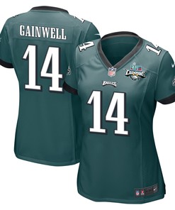 Kenneth Gainwell 14 Philadelphia Eagles Super Bowl LVII Champions 2 Stars Women Game Jersey - Midnight Green