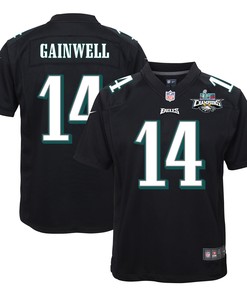 Kenneth Gainwell 14 Philadelphia Eagles Super Bowl LVII Champions 2 Stars Youth Game Jersey - Black