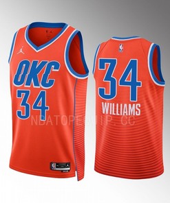 Kenrich Williams 34 Oklahoma City Thunder Orange Men Jersey 2022-23 Statement Edition Swingman