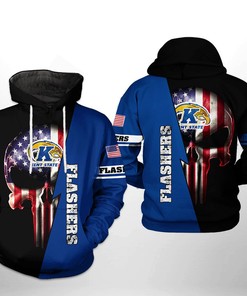 Kent State Golden Flashers NCAA US Flag Skull 3D All Over Print Hoodie, Zip-Up Hoodie