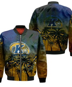 Kent State Golden Flashes Bomber Jacket Coconut Tree Tropical Grunge - NCAA