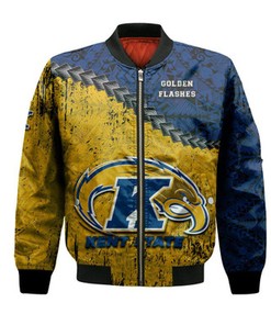 Kent State Golden Flashes Bomber Jacket Grunge Polynesian Tattoo- NCAA