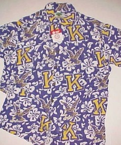 Kent State Golden Flashes Purple Vintage Hibiscus Rayon Hawaiian Shirt
