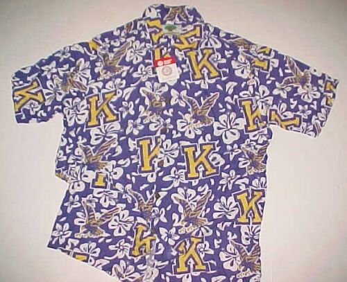 Kent State Golden Flashes Purple Vintage Hibiscus Rayon Hawaiian Shirt